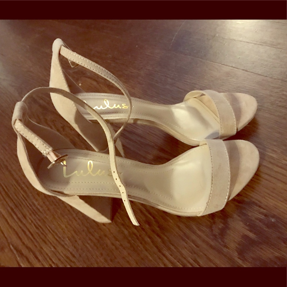 Lulus beige ankle strap heels